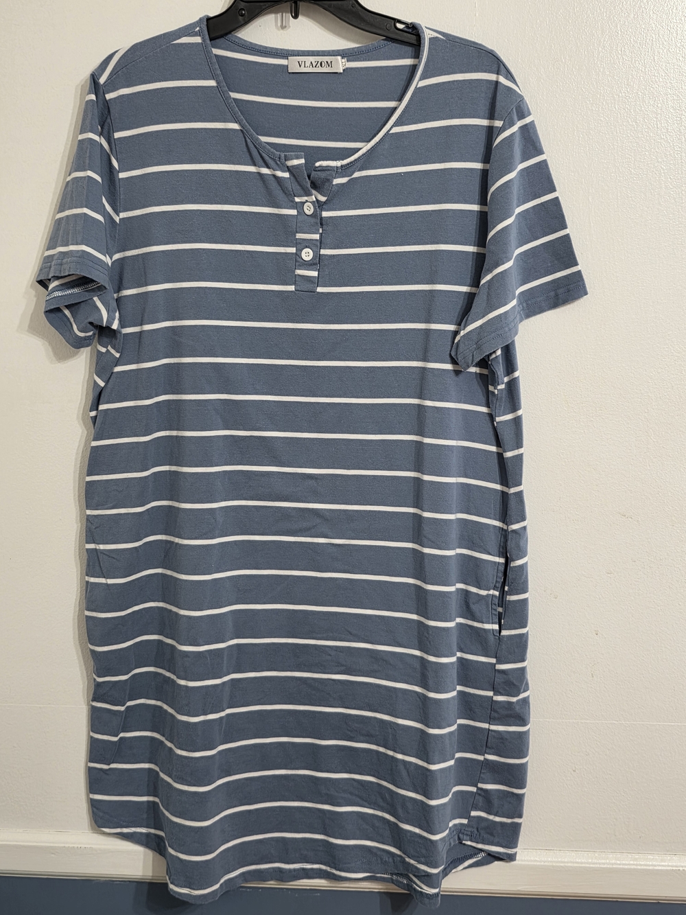 Blue & White Striped Midi Dress